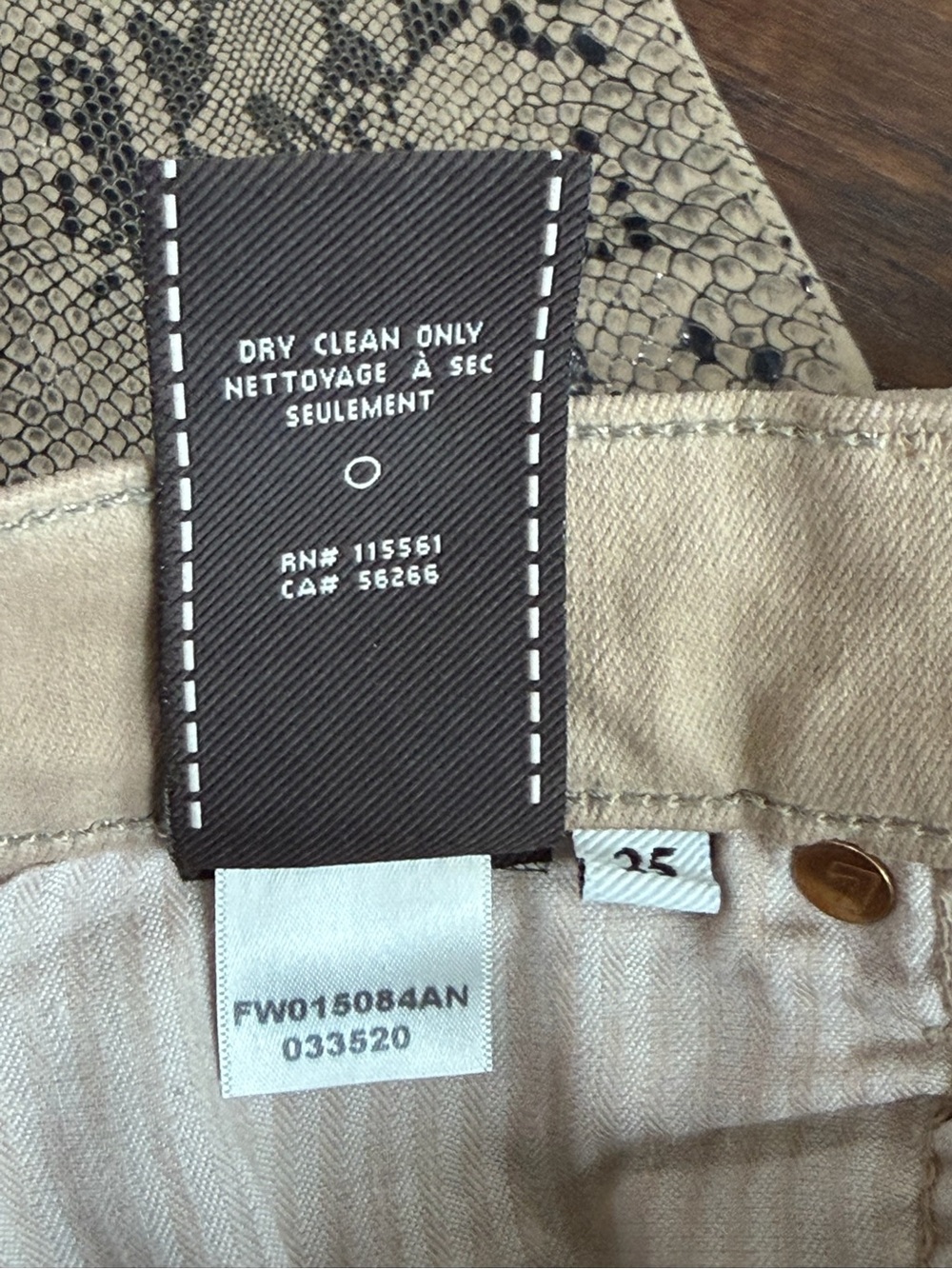 7 For All Mankind Women's Tan & Black Pattern "The Skinny" Pants Size 25 - Picture 10 of 12